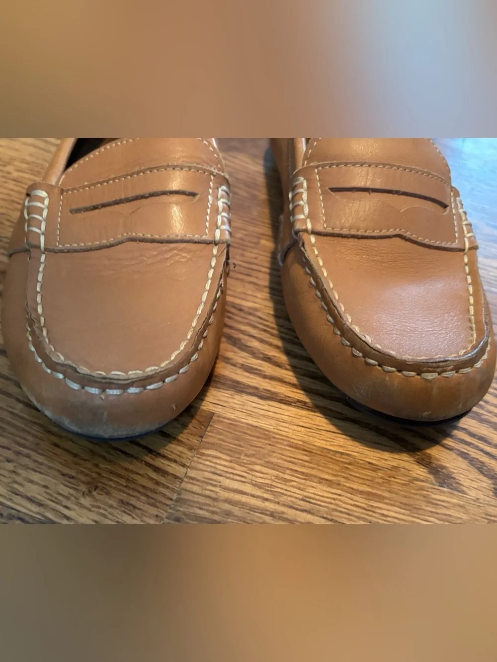 Polo Ralph Lauren Kids Telly Leather Penny Loafers - Tan - Size 13.5 Little Kid